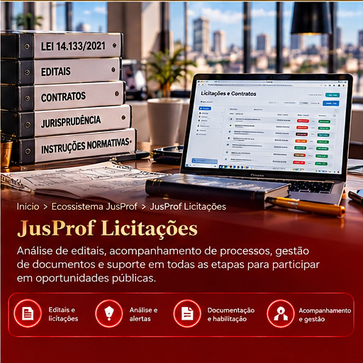 Ilustração da plataforma JusProf Licitações